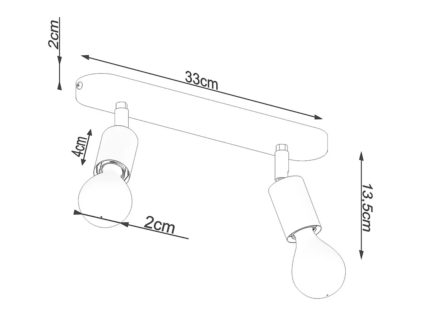 Lámparas de techo Synfex minimalista de acero - 2 fuentes luminosas 4000K - L.33 x A.13,5 cm - negro