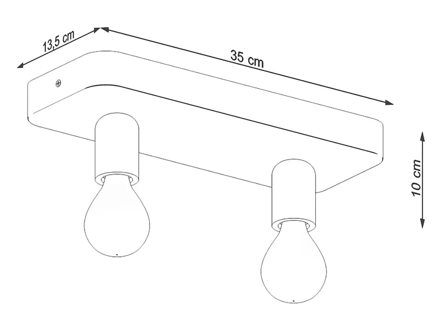 Lámparas De Techo Tavo Industrial De Concreto - 2 Fuentes Luminosas - L.35 X A.10 Cm - Gris