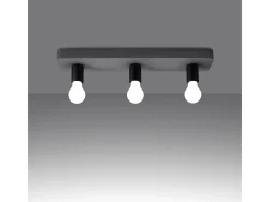 Lámparas De Techo Tavo Industrial De Concreto - 3 Fuentes Luminosas - L.55 X A.10 Cm - Gris