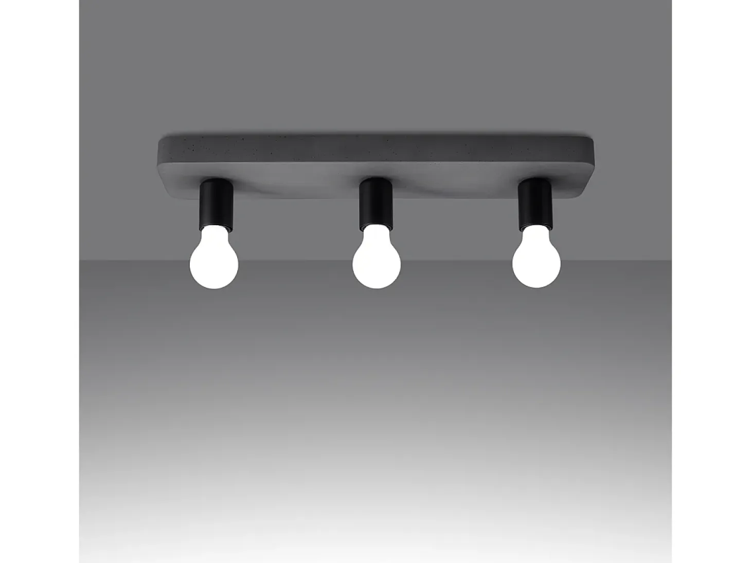 Lámparas De Techo Tavo Industrial De Concreto - 3 Fuentes Luminosas - L.55 X A.10 Cm - Gris