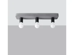 Lámparas De Techo Tavo Industrial De Concreto - 3 Fuentes Luminosas - L.55 X A.10 Cm - Gris