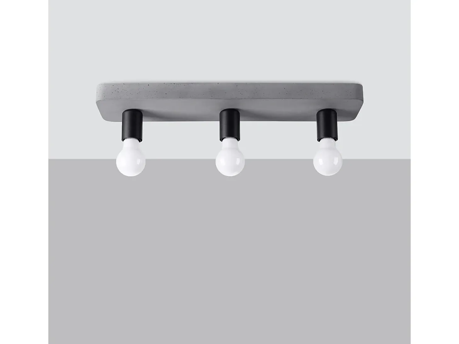 Lámparas De Techo Tavo Industrial De Concreto - 3 Fuentes Luminosas - L.55 X A.10 Cm - Gris