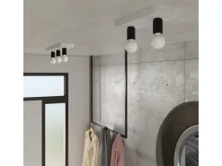 Lámparas De Techo Tavo Industrial De Concreto - 3 Fuentes Luminosas - L.55 X A.10 Cm - Gris
