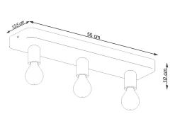 Lámparas De Techo Tavo Industrial De Concreto - 3 Fuentes Luminosas - L.55 X A.10 Cm - Gris