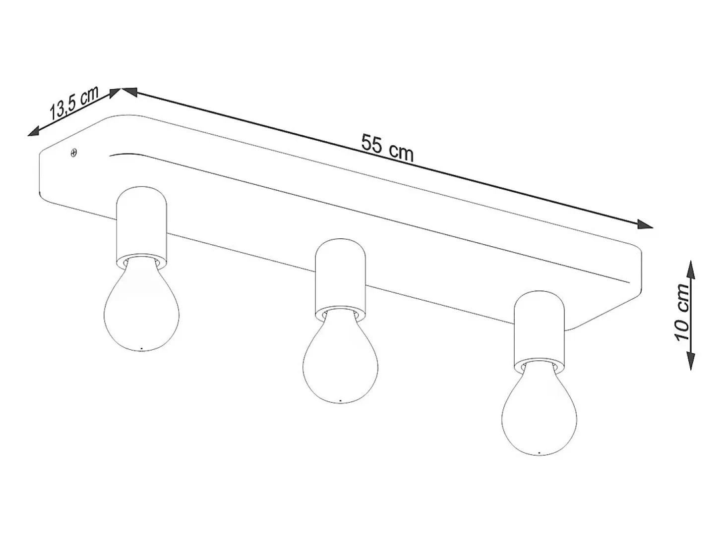 Lámparas De Techo Tavo Industrial De Concreto - 3 Fuentes Luminosas - L.55 X A.10 Cm - Gris