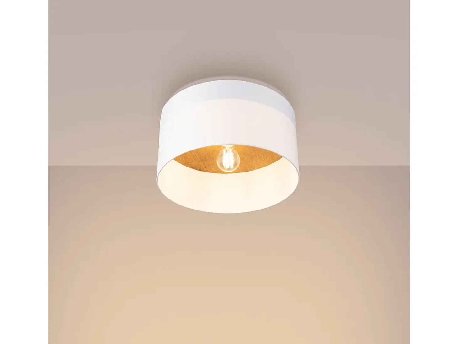 Lámparas De Techo Telesto Escandinavo De Tela/Madera/Acero - 1 Fuentes Luminosas - L.35 X A.20 Cm - Blanco/Marrón Claro