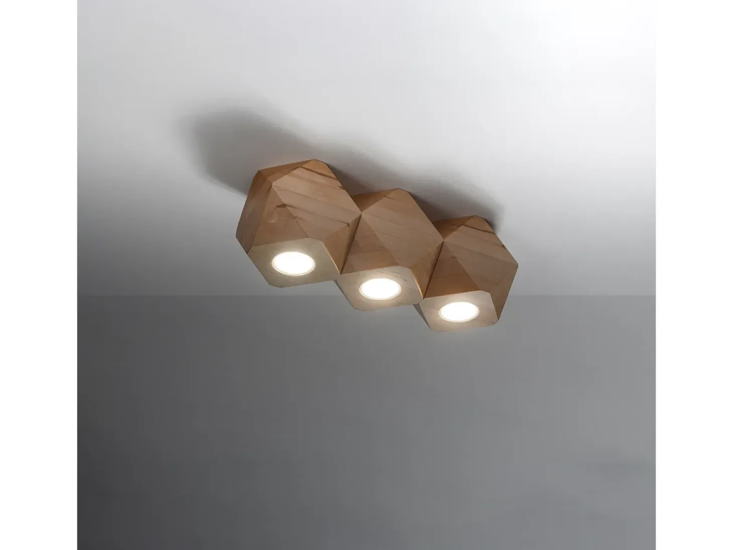 Lámparas de techo Timberix escandinavo de madera - 3 fuentes luminosas 4000K - L.36 x A.12 cm - madera natural