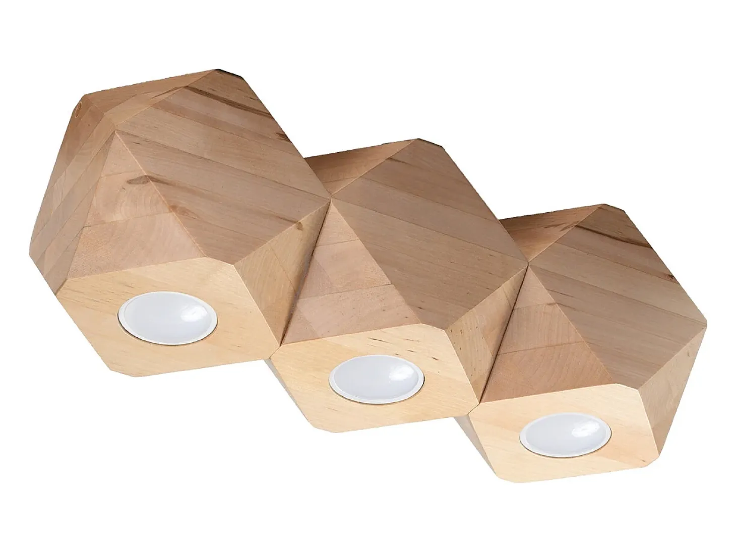 Lámparas de techo Timberix escandinavo de madera - 3 fuentes luminosas 4000K - L.36 x A.12 cm - madera natural
