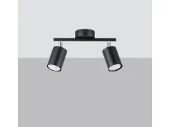 Lámparas de techo Torim minimalista de acero - 2 fuentes luminosas 3000K - L.26 x A.20 cm - negro