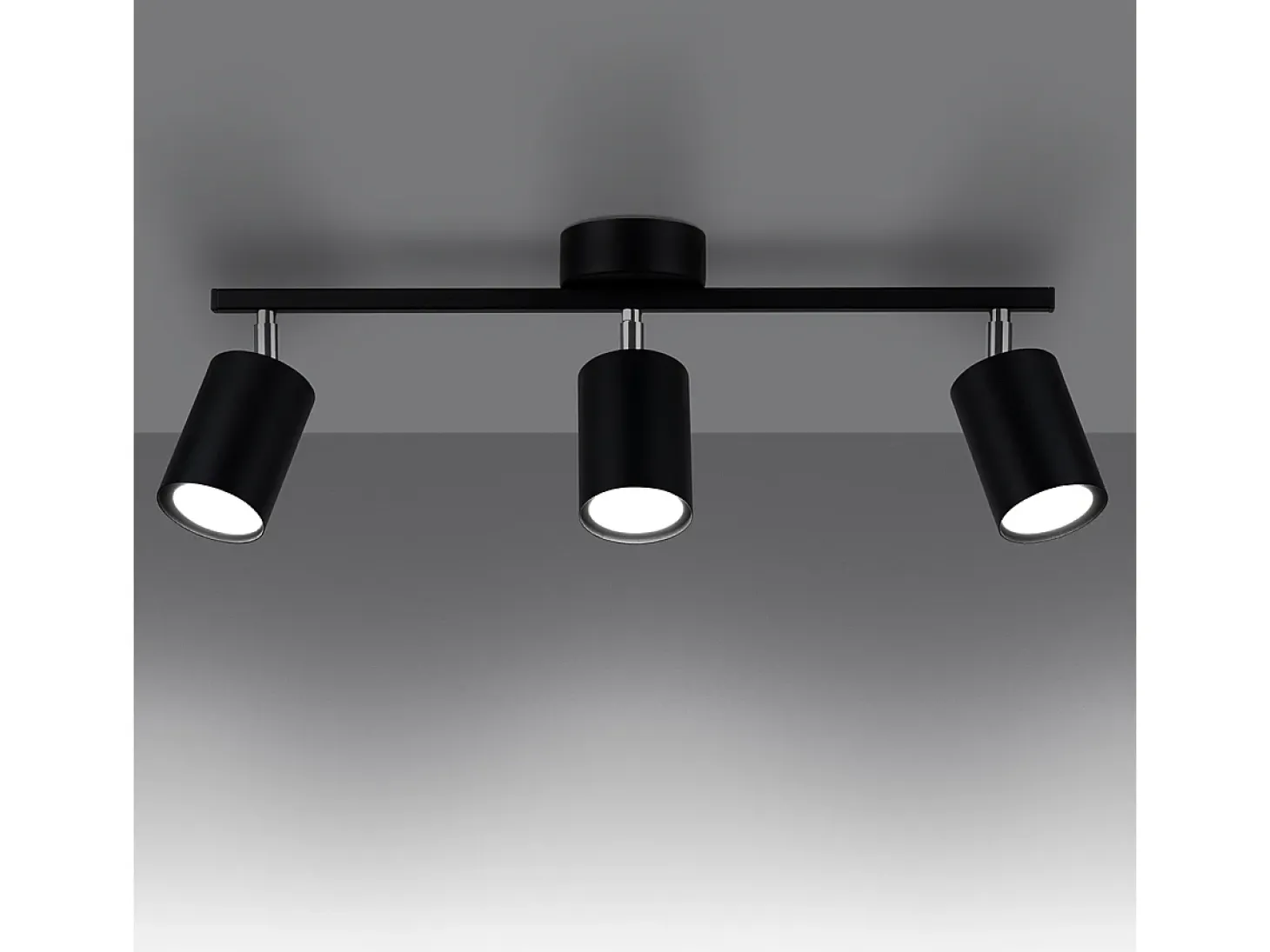 Lámparas de techo Torim minimalista de acero - 3 fuentes luminosas 4000K - L.46 x A.20 cm - negro