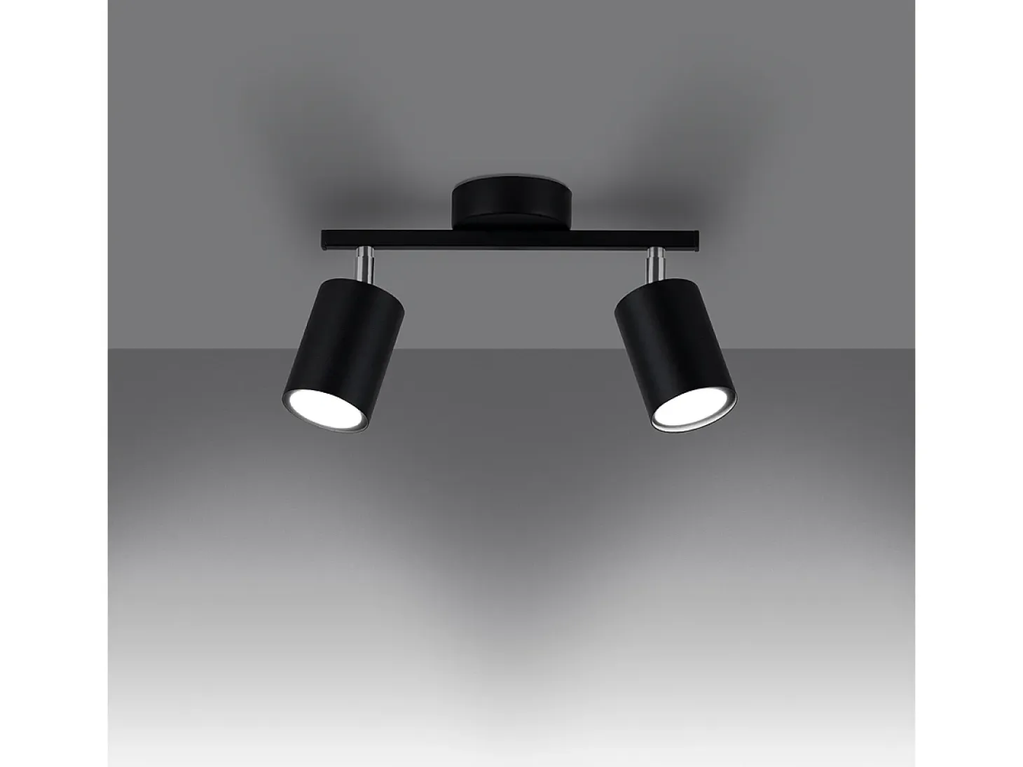 Lámparas de techo Torim minimalista de acero - 2 fuentes luminosas 4000K - L.26 x A.20 cm - negro