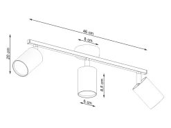 Lámparas de techo Torim minimalista de acero - 3 fuentes luminosas 3000K - L.46 x A.20 cm - negro