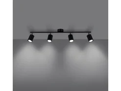 Lámparas de techo Torim moderno de acero - 4 fuentes luminosas 4000K - L.100 x A.20 cm - negro