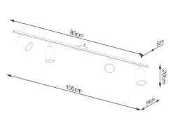 Lámparas de techo Torim moderno de acero - 4 fuentes luminosas 4000K - L.100 x A.20 cm - negro