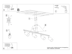 Lámparas de techo Torim moderno de acero - 4 fuentes luminosas 3000K - L.100 x A.20 cm - blanco