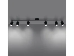 Lámparas de techo Torim moderno de acero - 6 fuentes luminosas 4000K - L.135 x A.20 cm - negro