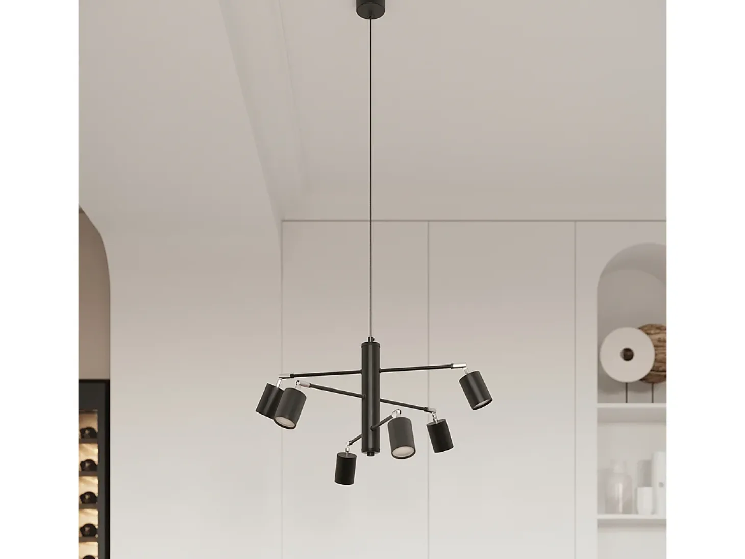 Lámparas de techo Torim moderno de acero - 6 fuentes luminosas 4000K - L.135 x A.20 cm - negro