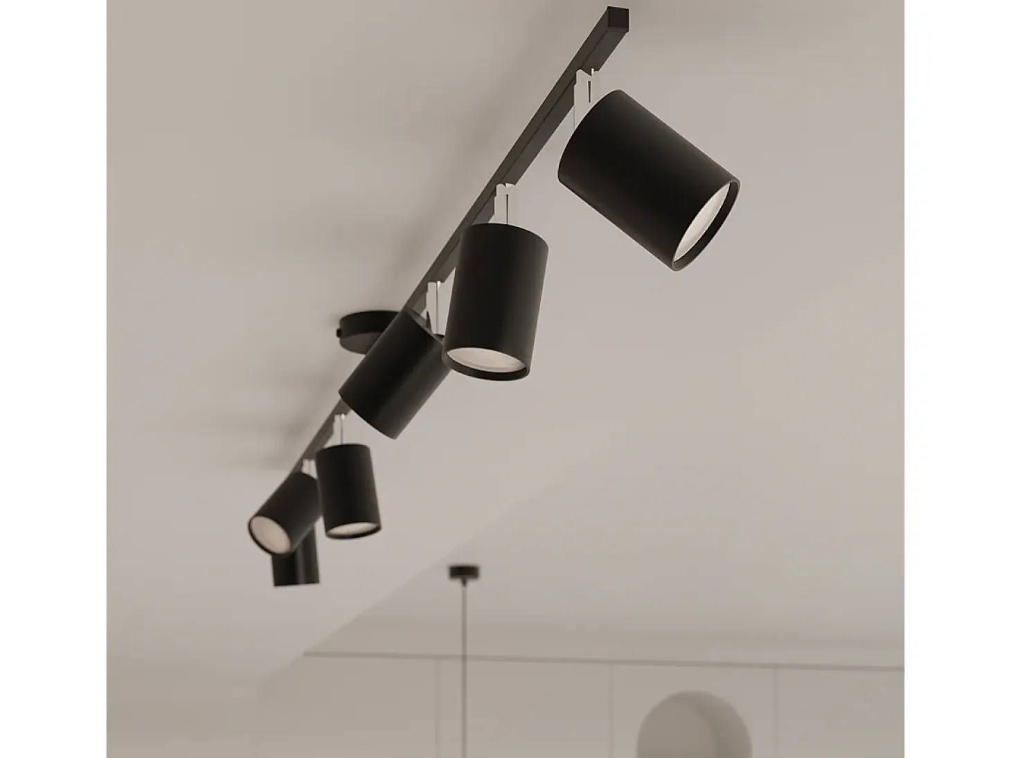 Lámparas de techo Torim moderno de acero - 6 fuentes luminosas 3000K - L.135 x A.20 cm - negro