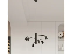 Lámparas de techo Torim moderno de acero - 6 fuentes luminosas 3000K - L.135 x A.20 cm - negro