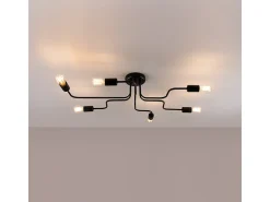 Lámparas De Techo Vector Industrial De Acero - 6 Fuentes Luminosas - L.80 X A.15,5 Cm - Negro