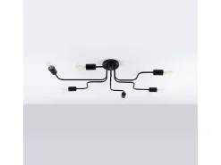 Lámparas De Techo Vector Industrial De Acero - 6 Fuentes Luminosas - L.80 X A.15,5 Cm - Negro