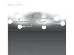 Lámparas De Techo Vector Industrial De Acero - 6 Fuentes Luminosas - L.80 X A.15,5 Cm - Blanco