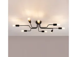 Lámparas De Techo Vector Industrial De Acero - 8 Fuentes Luminosas - L.103 X A.15,5 Cm - Negro
