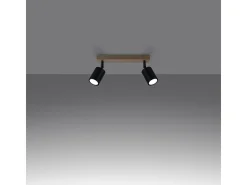 Lámparas De Techo Verdo Moderno De Acero/Madera - 2 Fuentes Luminosas - L.46 X A.17,5 Cm - Madera Negra
