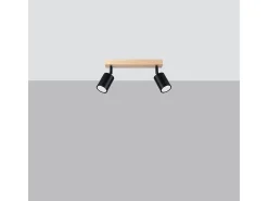 Lámparas De Techo Verdo Moderno De Acero/Madera - 2 Fuentes Luminosas - L.46 X A.17,5 Cm - Madera Negra
