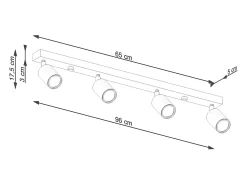 Lámparas De Techo Verdo Moderno De Acero/Madera - 4 Fuentes Luminosas - L.96 X A.17,5 Cm - Madera Blanca