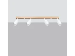 Lámparas De Techo Verdo Moderno De Acero/Madera - 4 Fuentes Luminosas - L.96 X A.17,5 Cm - Madera Blanca