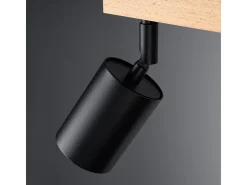 Lámparas De Techo Verdo Moderno De Acero/Madera - 3 Fuentes Luminosas - L.61 X A.17,5 Cm - Madera Negra