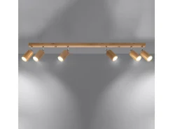 Lámparas de techo Vorix escandinavo de madera - 6 fuentes luminosas 4000K - L.120 x A.20 cm - roble
