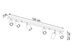 Lámparas de techo Vorix escandinavo de madera - 6 fuentes luminosas 3000K - L.120 x A.20 cm - roble