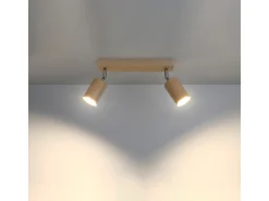 Lámparas de techo Vorix escandinavo de madera - 2 fuentes luminosas 4000K - L.30 x A.20 cm - madera natural