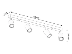 Lámparas de techo Vorix escandinavo de madera - 4 fuentes luminosas 3000K - L.80 x A.20 cm - roble