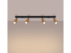 Lámparas De Techo Winx Moderno De Acero - 4 Fuentes Luminosas - L.82 X A.18,5 Cm - Negro/Cobre