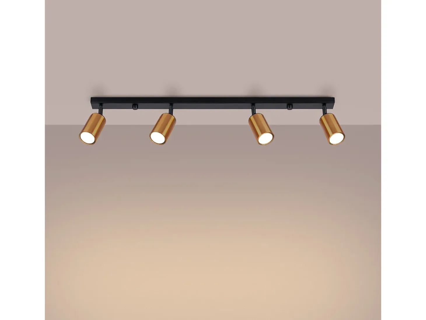 Lámparas De Techo Winx Moderno De Acero - 4 Fuentes Luminosas - L.82 X A.18,5 Cm - Negro/Cobre