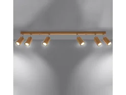 Lámparas de techo Xenor escandinavo de madera - 6 fuentes luminosas 4000K - L.120 x A.20 cm - roble