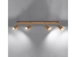 Lámparas de techo Xenor escandinavo de madera - 4 fuentes luminosas 4000K - L.80 x A.20 cm - roble