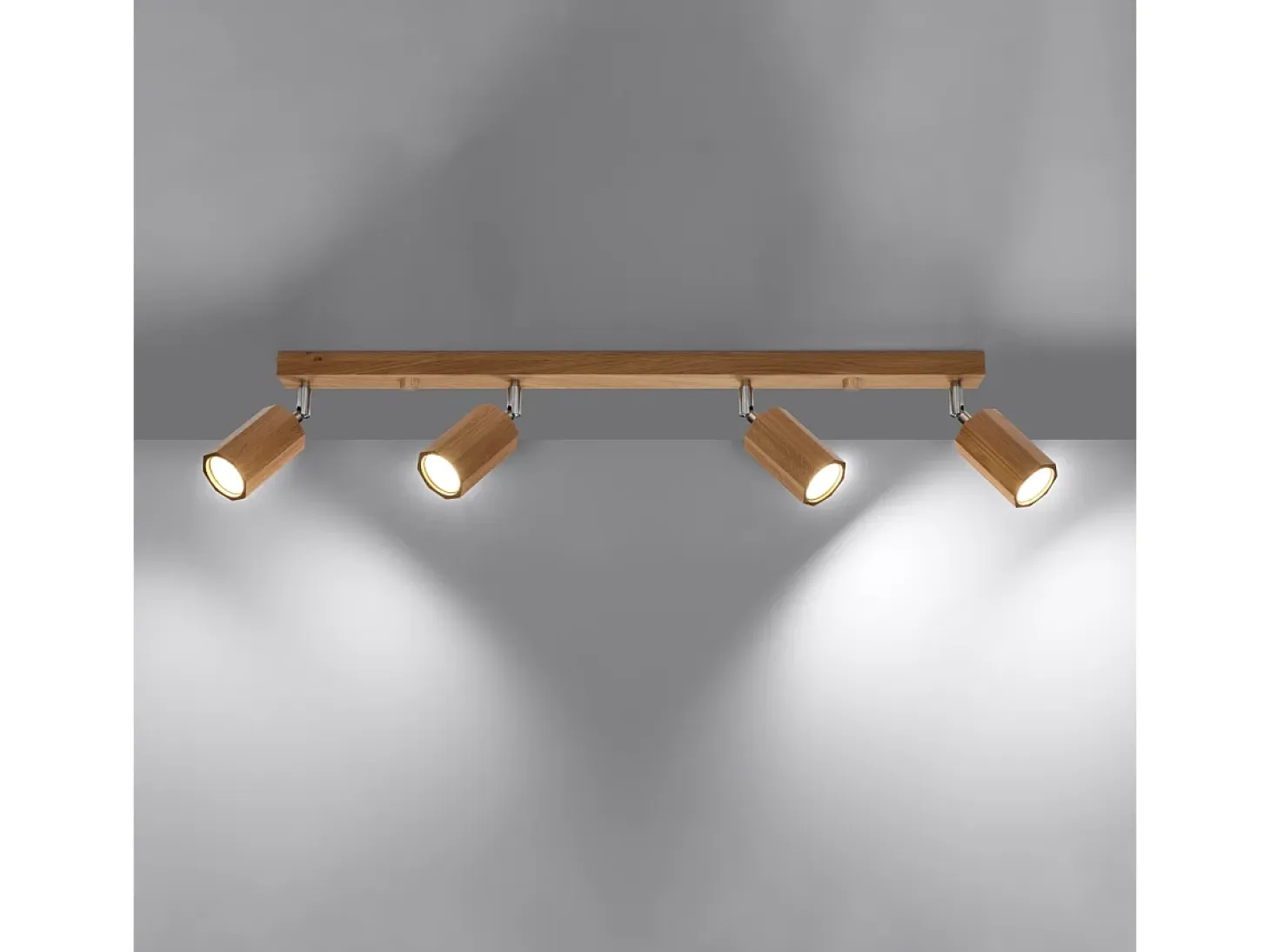 Lámparas de techo Xenor escandinavo de madera - 4 fuentes luminosas 4000K - L.80 x A.20 cm - roble