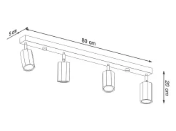 Lámparas de techo Xenor escandinavo de madera - 4 fuentes luminosas 4000K - L.80 x A.20 cm - roble