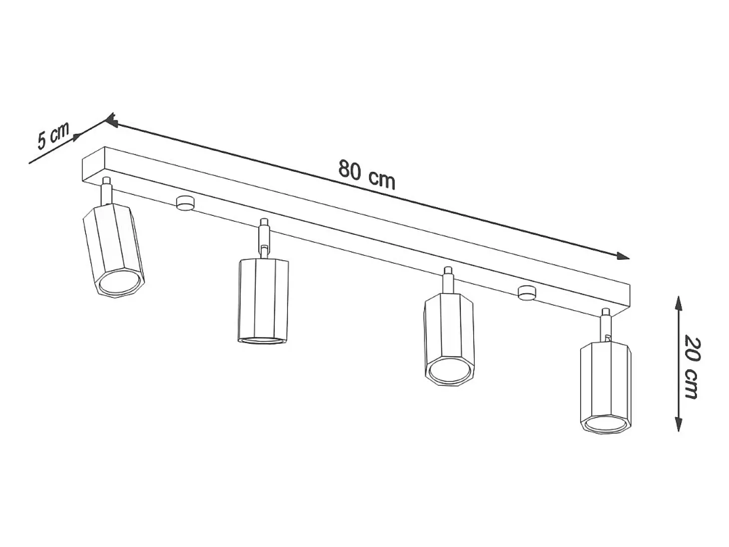 Lámparas de techo Xenor escandinavo de madera - 4 fuentes luminosas 4000K - L.80 x A.20 cm - roble