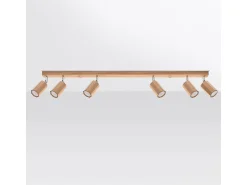 Lámparas de techo Xenor escandinavo de madera - 6 fuentes luminosas 3000K - L.120 x A.20 cm - roble