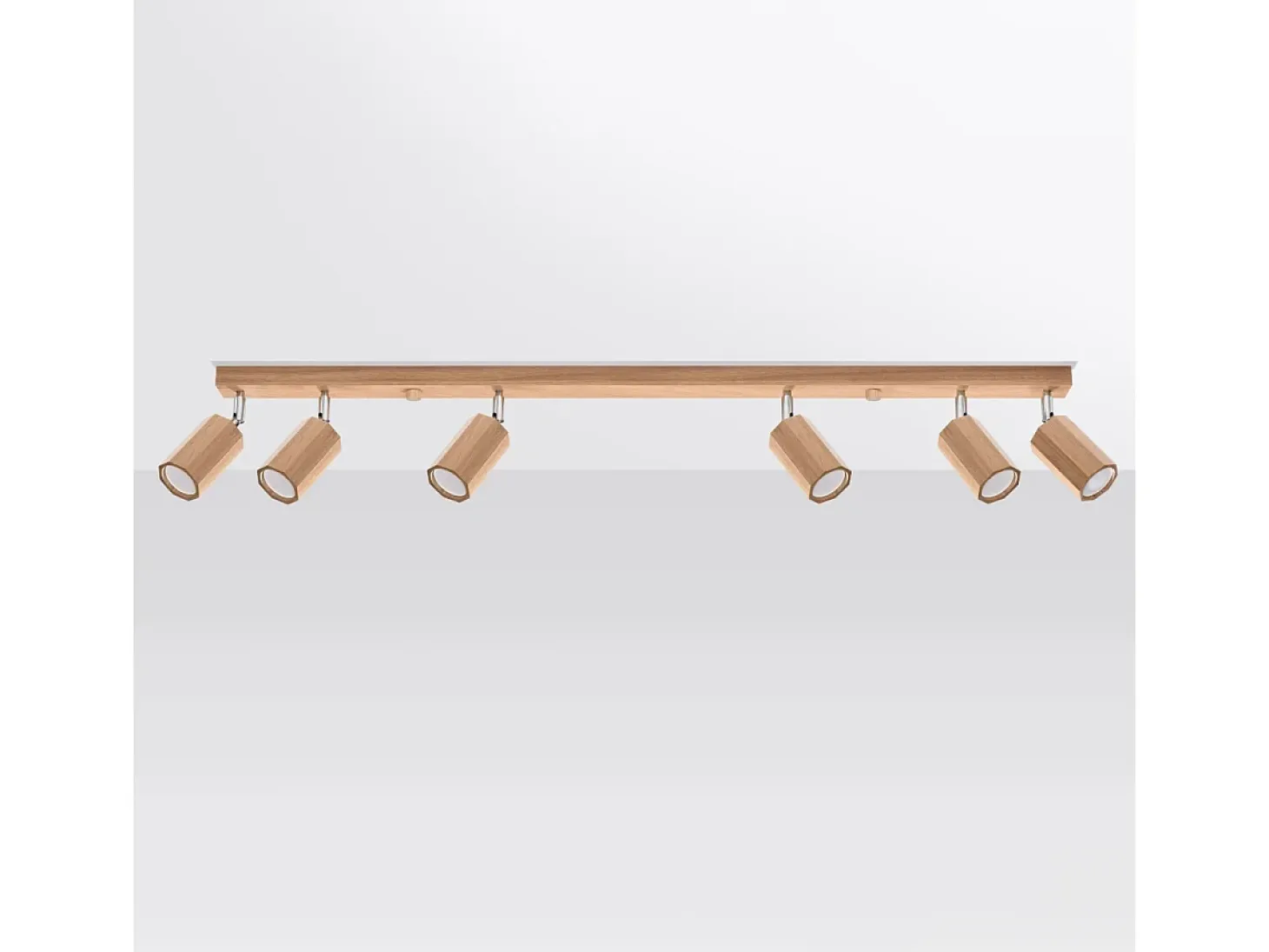 Lámparas de techo Xenor escandinavo de madera - 6 fuentes luminosas 3000K - L.120 x A.20 cm - roble