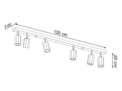 Lámparas de techo Xenor escandinavo de madera - 6 fuentes luminosas 3000K - L.120 x A.20 cm - roble