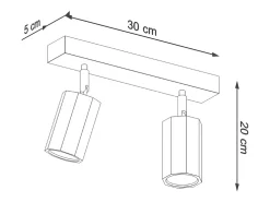 Lámparas de techo Xenor escandinavo de madera - 2 fuentes luminosas 4000K - L.30 x A.20 cm - roble