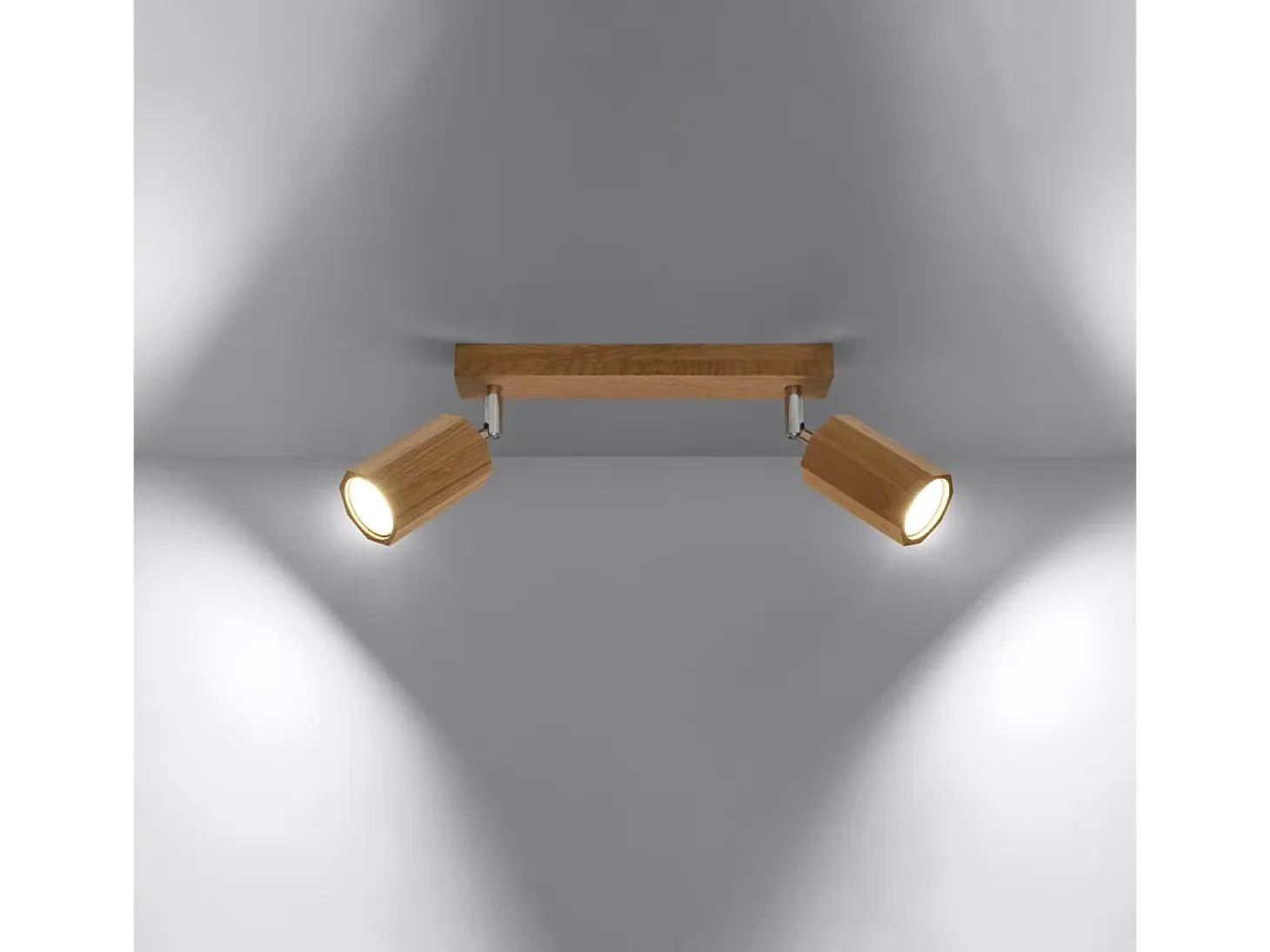 Lámparas de techo Xenor escandinavo de madera - 2 fuentes luminosas 4000K - L.30 x A.20 cm - roble