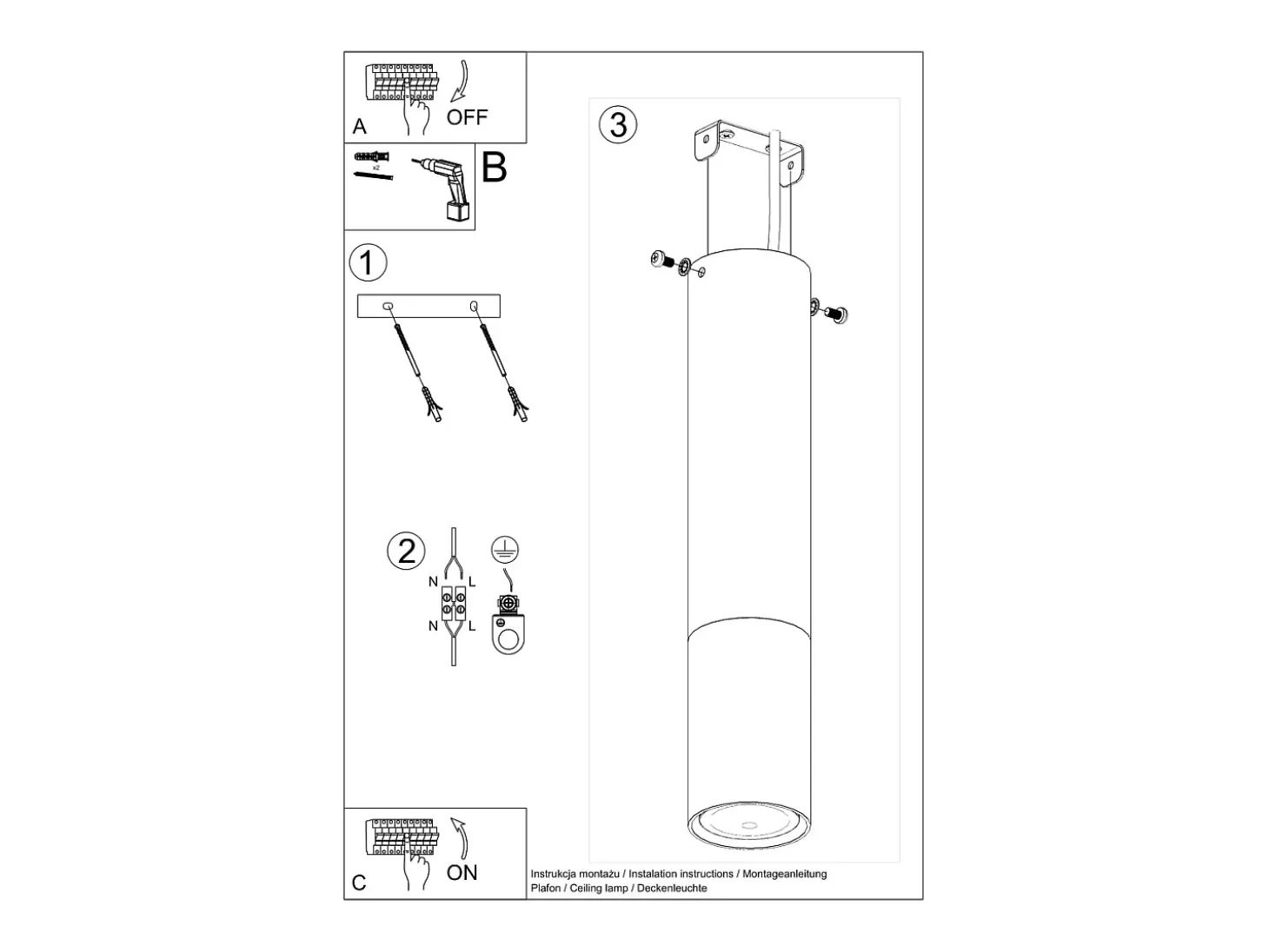 Lámparas de techo Zarpex moderno de acero - 1 fuentes luminosas 4000K - L.6 x A.29 cm - negro/cromo