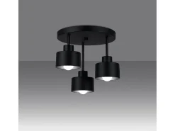 Lámparas de techo Zavros moderno de acero - 3 fuentes luminosas 4000K - L.32 x A.29 cm - negro